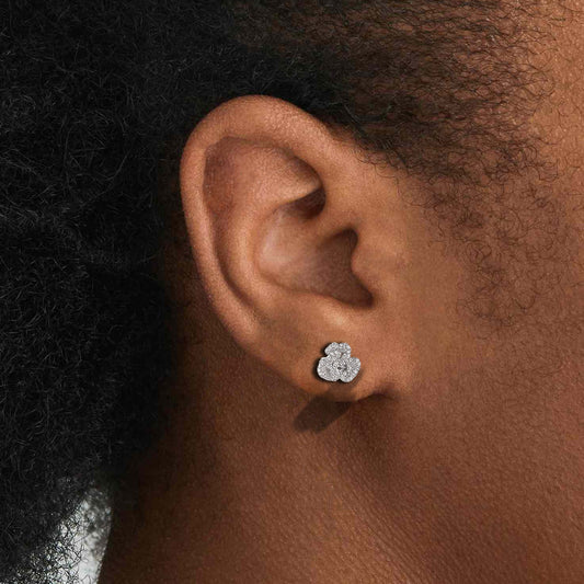 Silver & Cubic Zirconia Peony Earrings