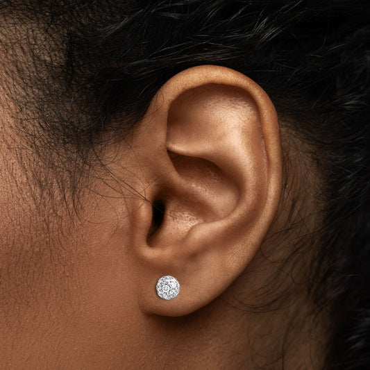 9ct White Gold Diamond Ball Stud Earrings