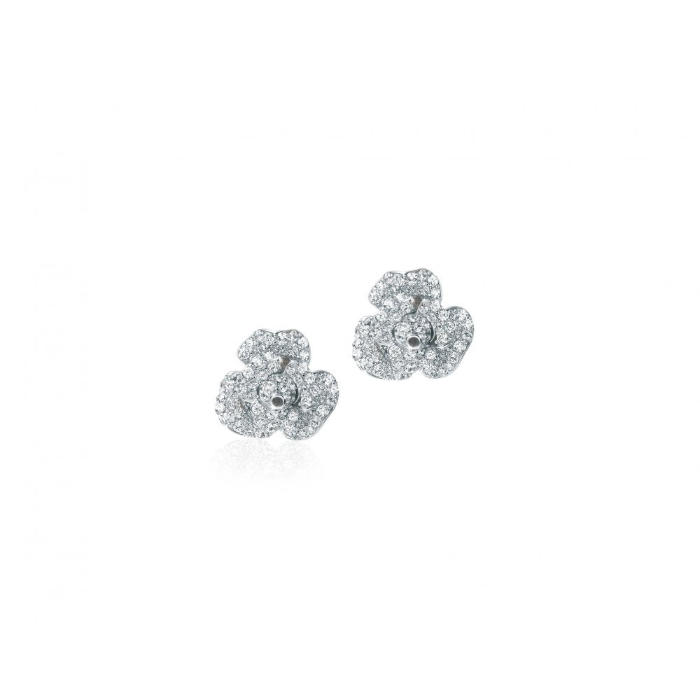 Silver & Cubic Zirconia Peony Earrings