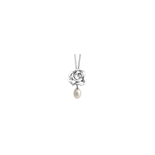 Silver Stud Pendant with Pearl Drop