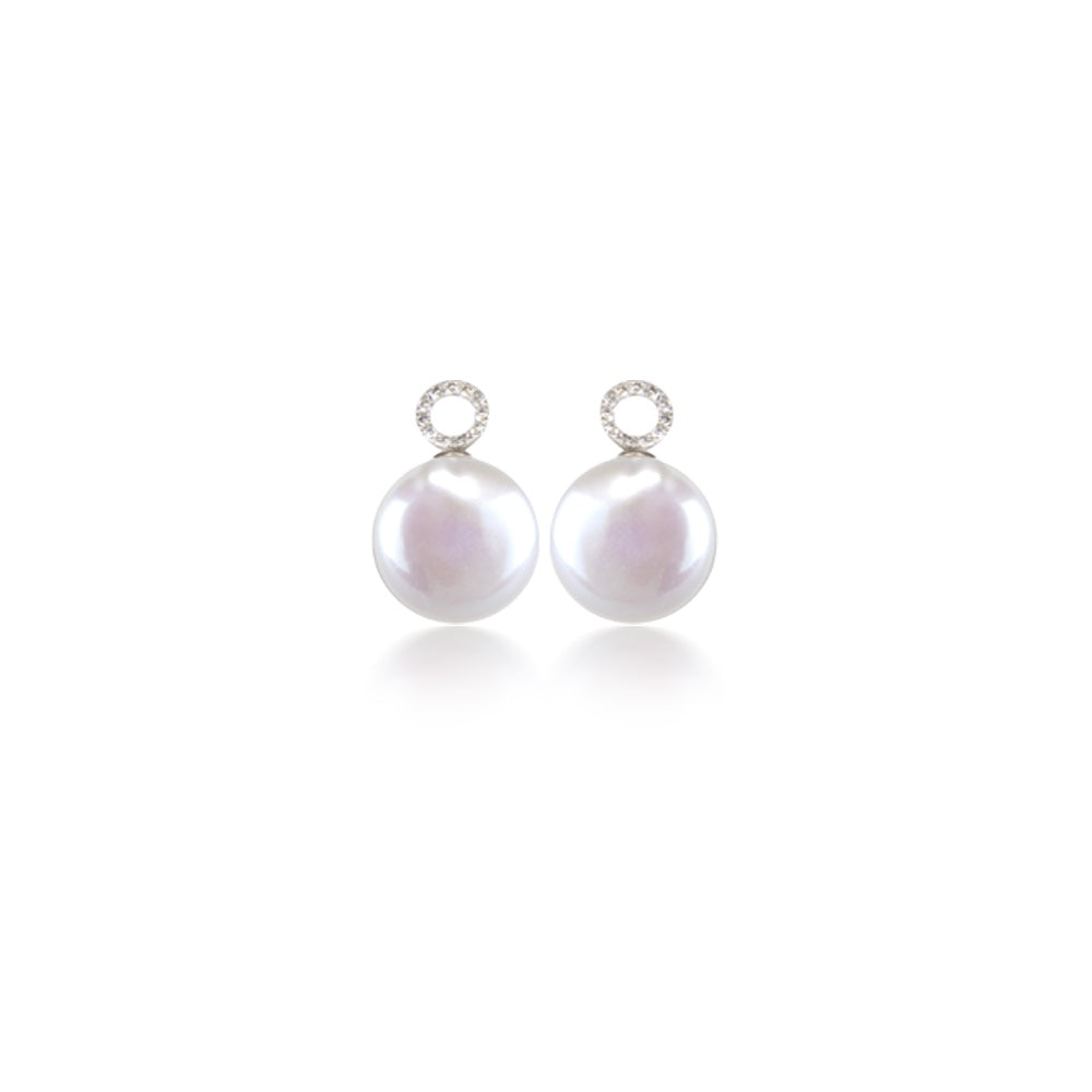 Diamond Circle & Coin Pearl Earrings