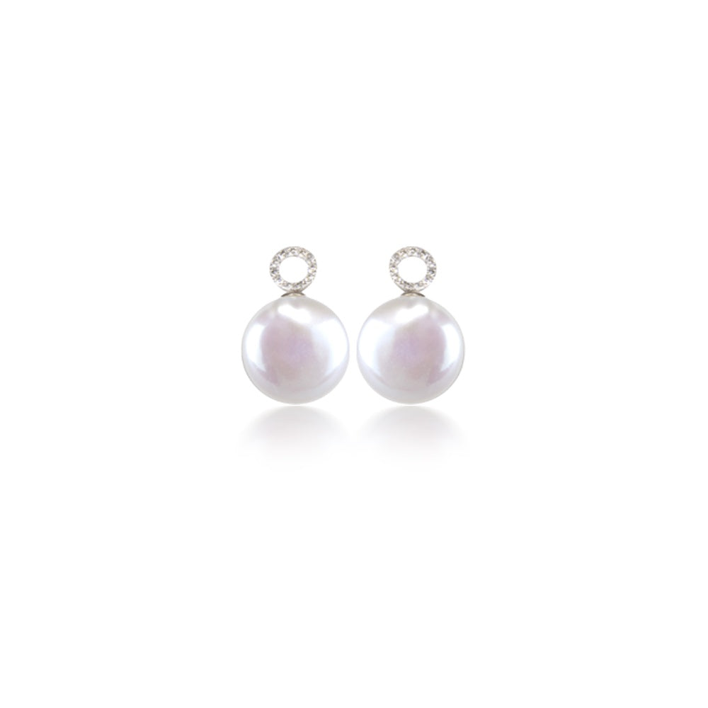 Diamond Circle & Coin Pearl Earrings