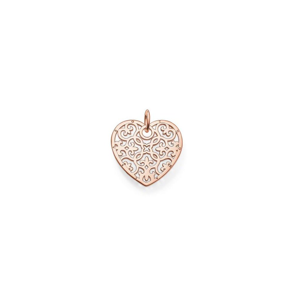 Rose Gold Filagree Heart Pendant