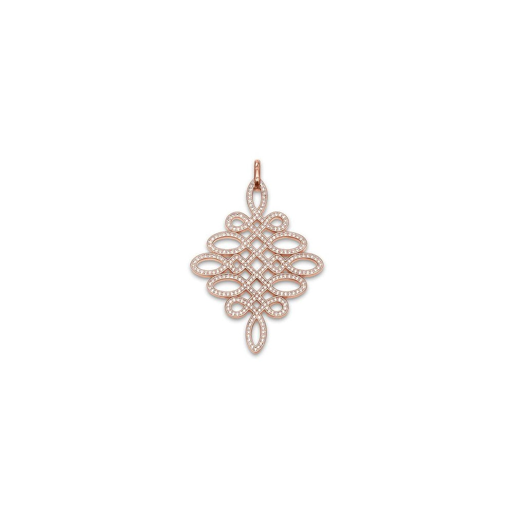 Rose Gold CZ Large Knot Pendant