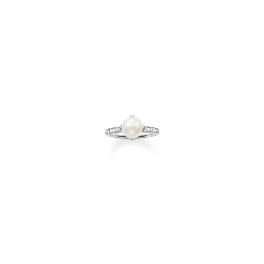 Silver Freshwater Pearl & CZ Ring