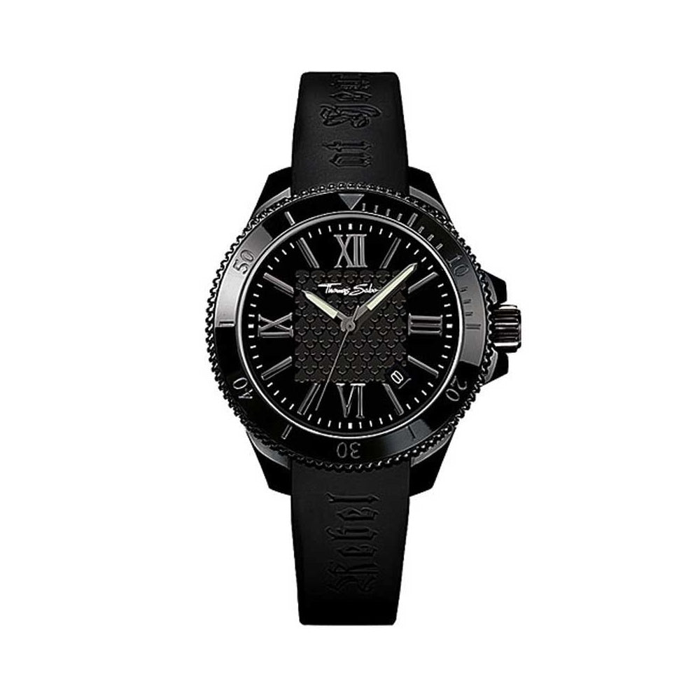 Glam & Soul Ladies Black Chronograph Rubber Strap Watch