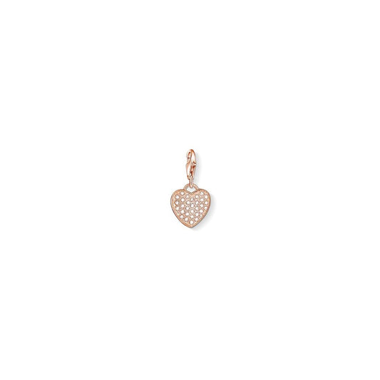 Charm Club Rose Gold Plated and White Pave Heart Charm