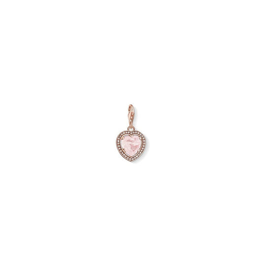 Charm Club Rose Gold Plated And Rose Quartz Heart