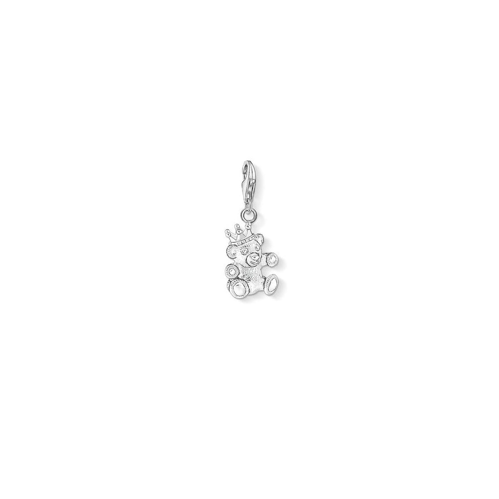 Charm Club Silver Crowned Teddy Bear Charm
