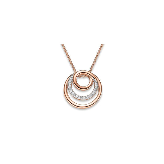 Pendant with chain, zirconia pink gold plated
