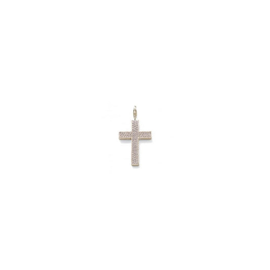 Large White CZ Silver Cross Pendant