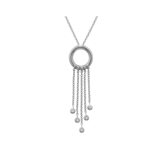 White Gold Raindrop Fringe Diamond Pendant & Chain