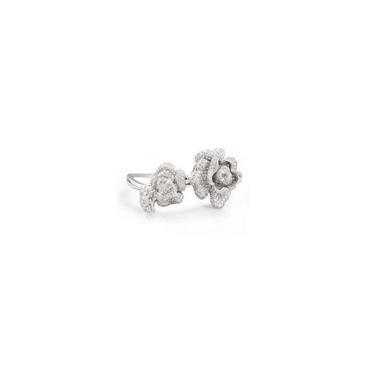 Silver Peony Bangle with Cubic Zirconia