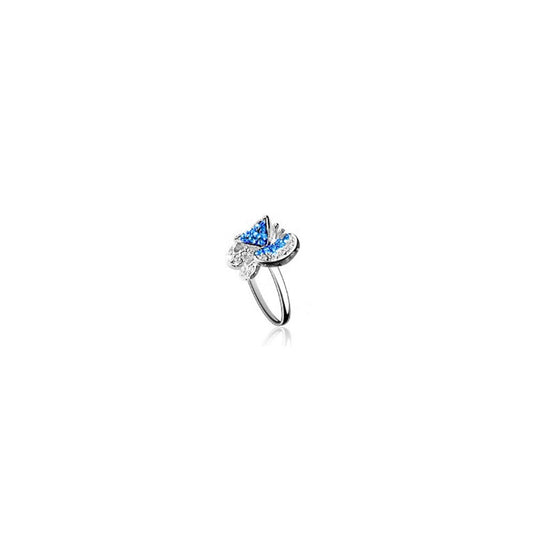 Silver Butterfly Ring In Blue