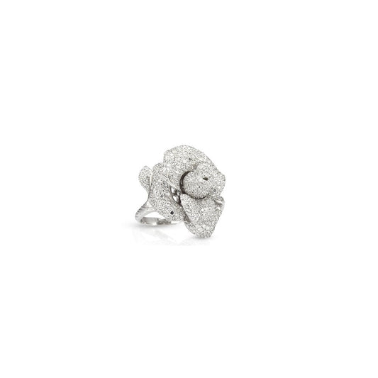 Large Peony Ring in Silver