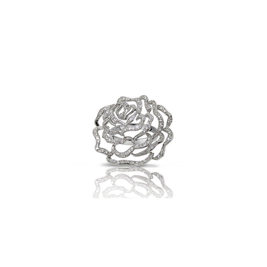 Large Rose Ring in Silver
