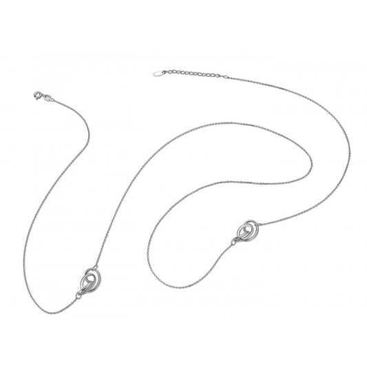 Serenity Opera Length Necklace with CZ & Rhodium Plating