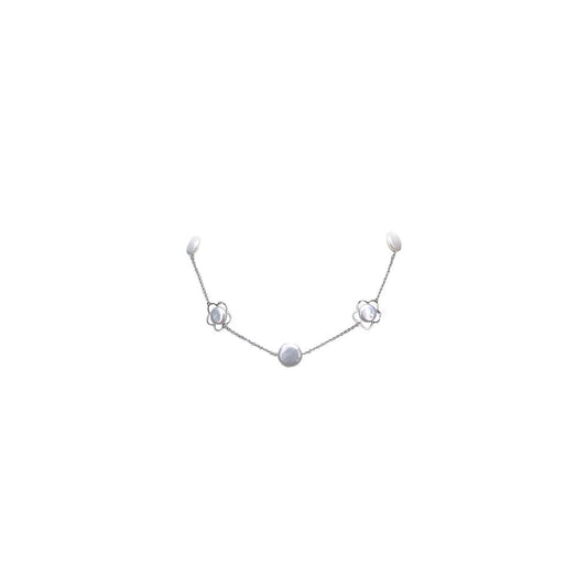 Coin Pearl & Flower Detail Necklace