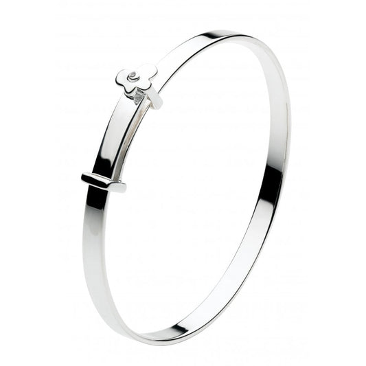 Dinky Diamond Butterfly Silver Children's Bangle