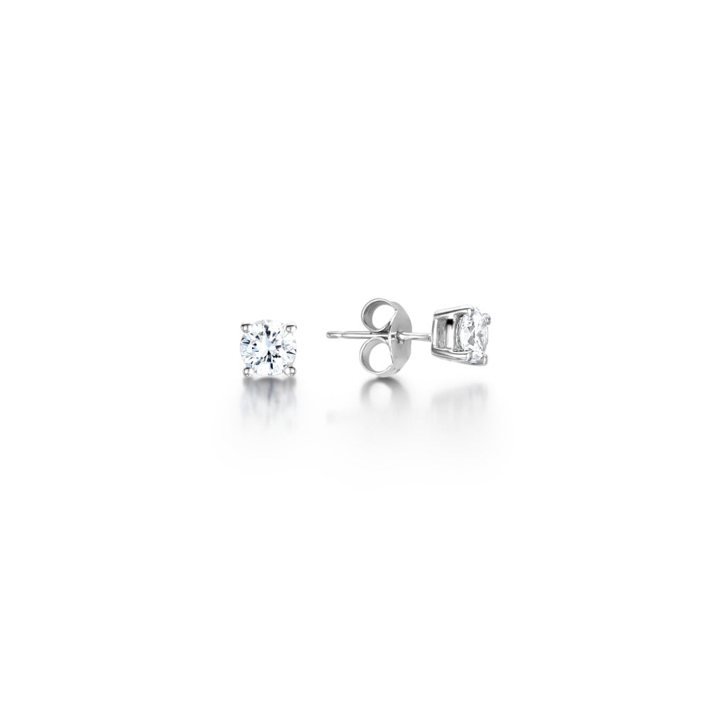 White Gold 0.47ct Four Claw Round Diamond Studs