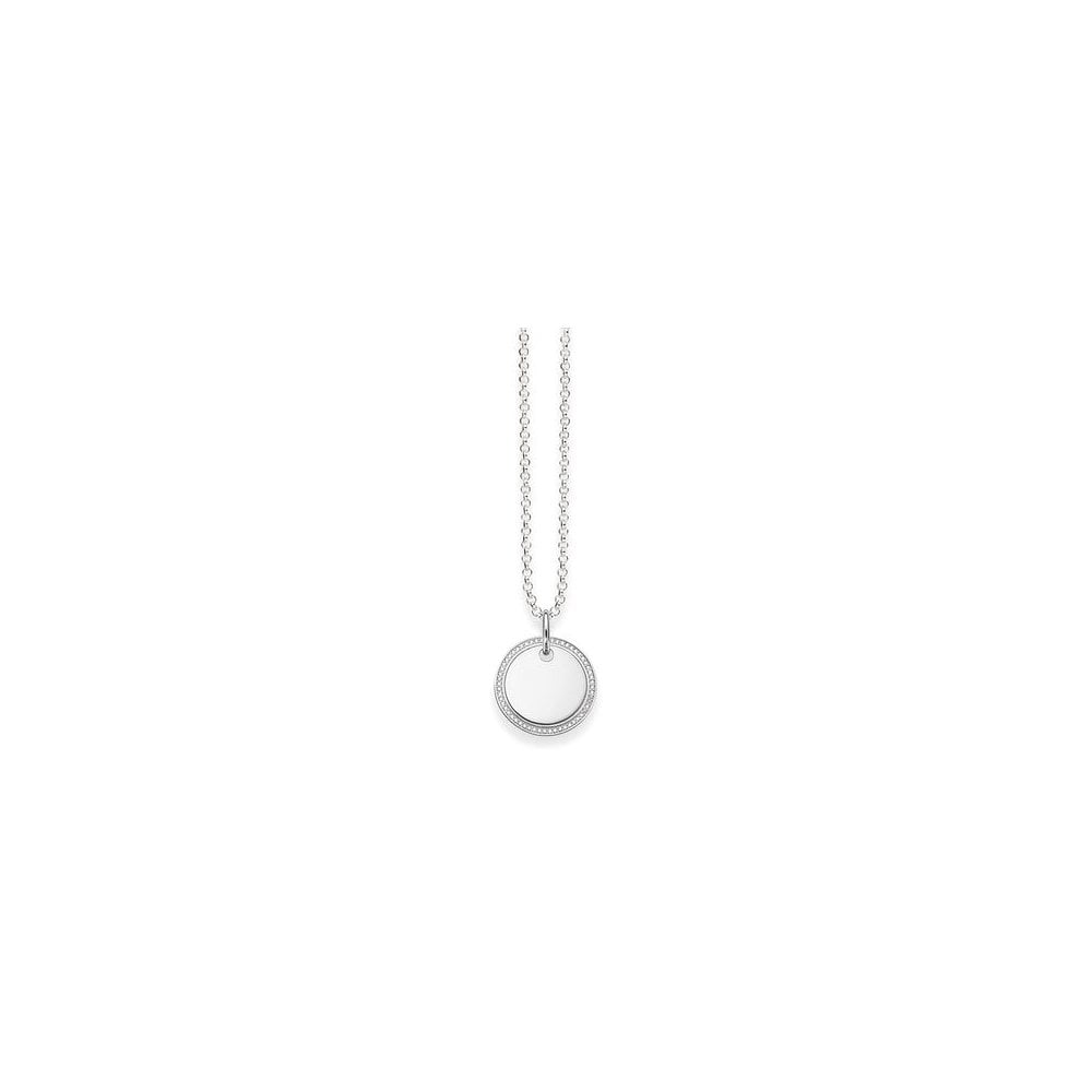 Silver Pave Disc Necklace