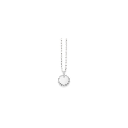 Silver Pave Disc Necklace