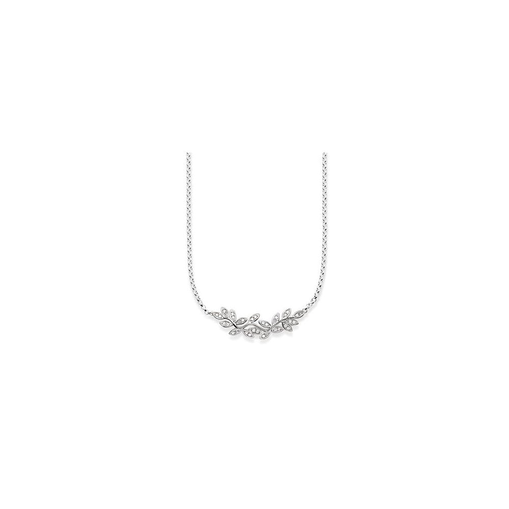 Silver Zirconia Fairy Twines Leaves Necklace