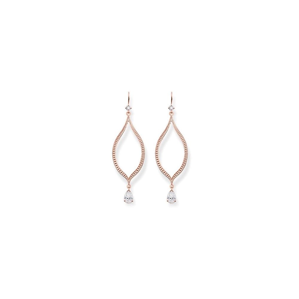 Rose Gold & Pear Zirconia Drop Earrings
