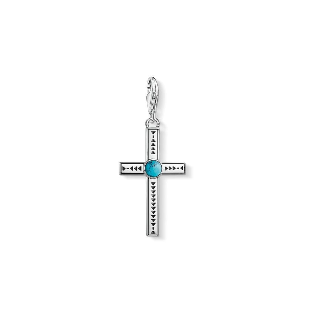 Charm Pendant "Ethnic Cross Turquoise"