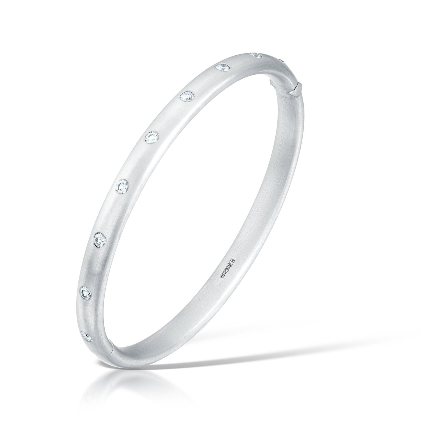 Platinum & Round Brilliant Cut Diamond Bangle