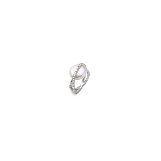 Pearl & Diamond Crossover Ring