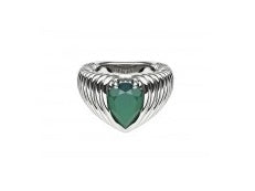 Silver Bound Ring with Pear Shaped Green Onyx