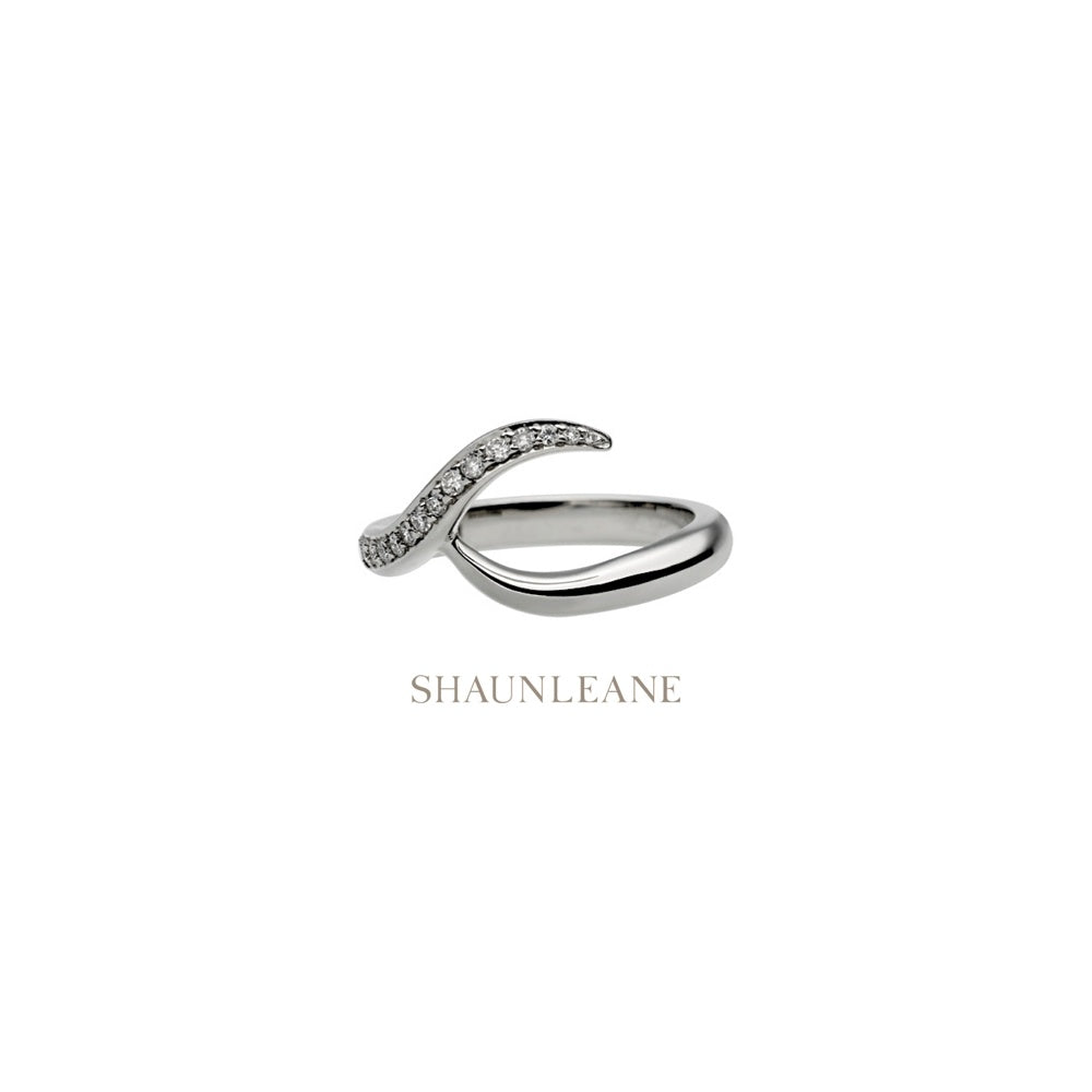 White Gold Diamond Set Interlocking Wedding Band