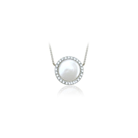 Coin Pearl & Diamond Cluster Necklace