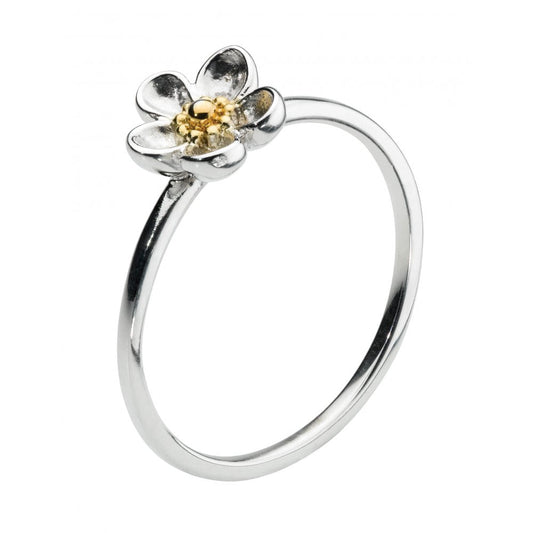 Wood Rose Ring in Sterling Silver & 18ct Yellow Gold