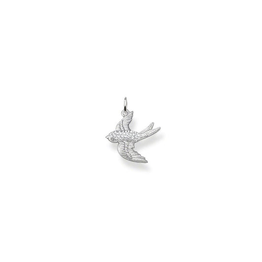Silver & CZ Swallow Bird Pendant
