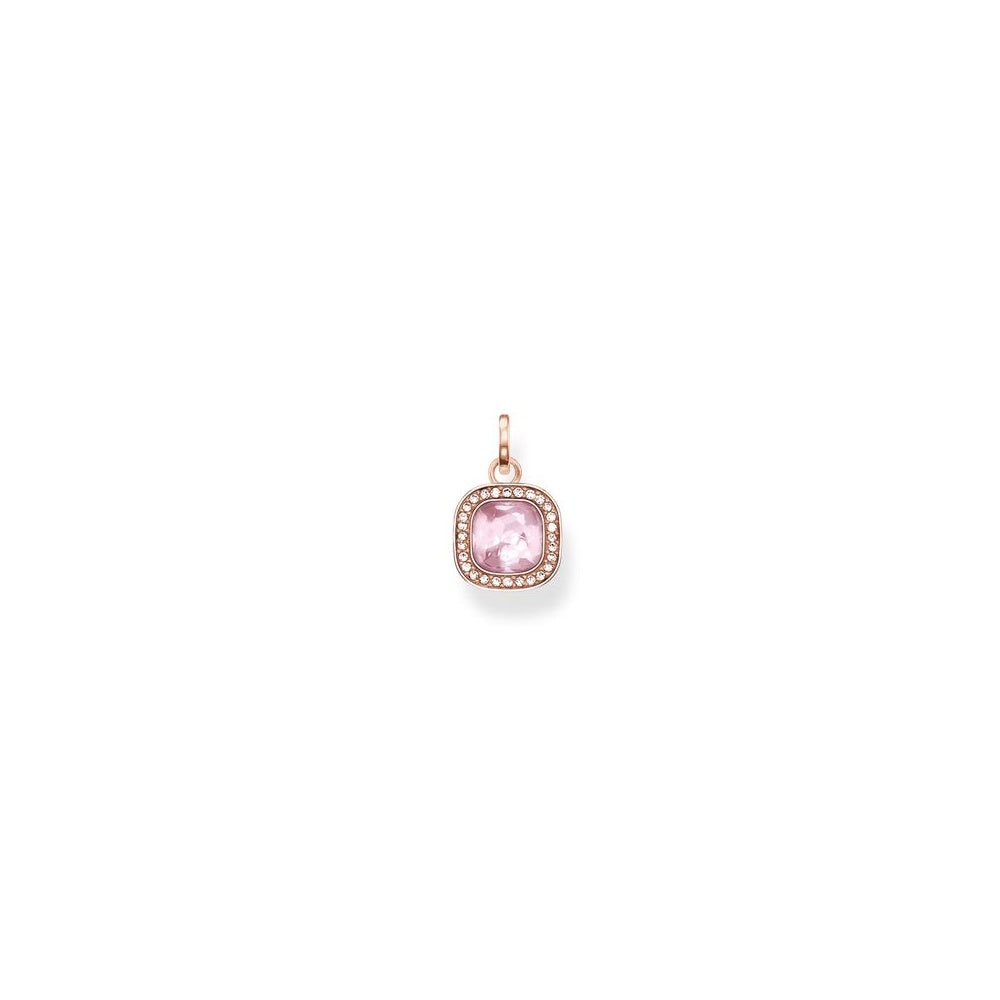 Glam And Soul Pink Synthetic Corundum Rose Gold Pendant