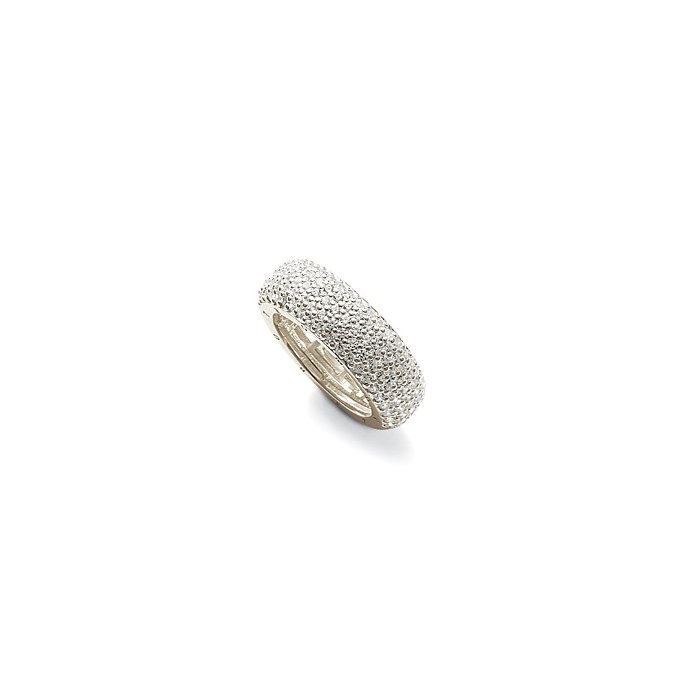 White Pave  CZ Half Hoop Ring