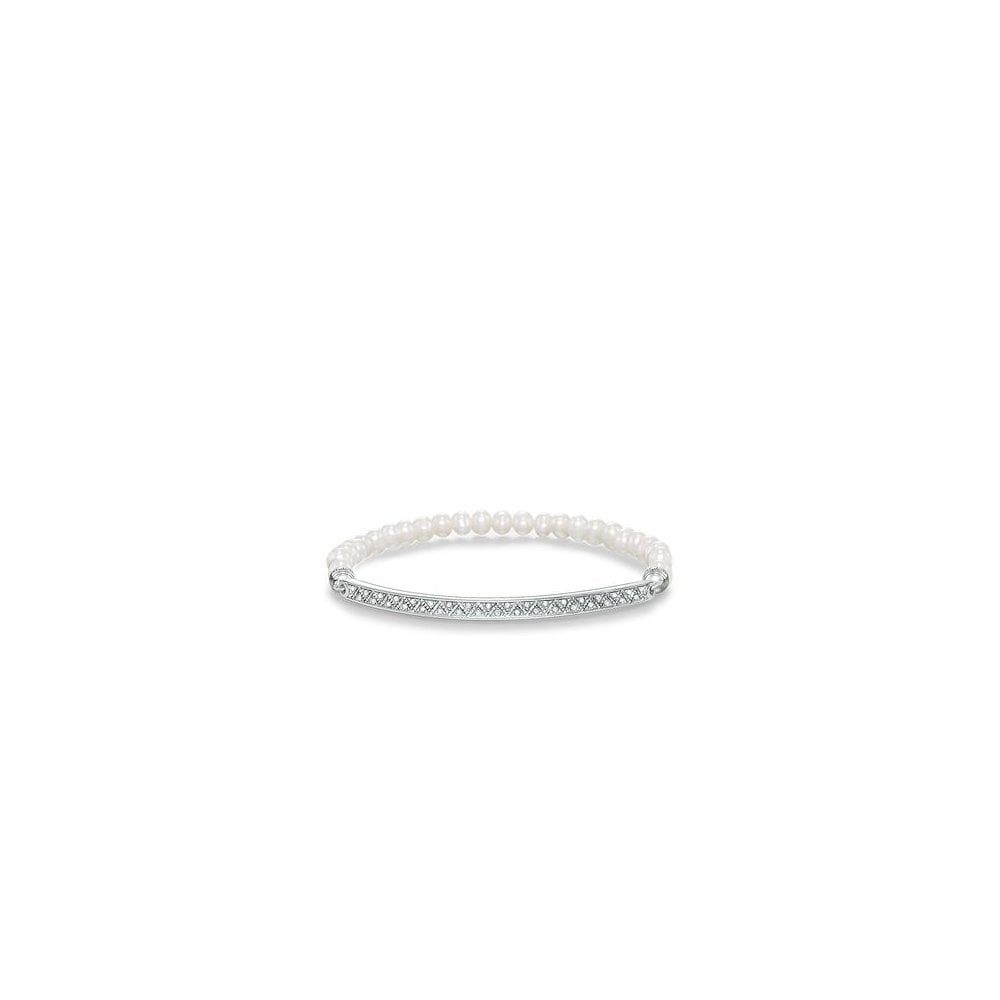 Love Bridge White Zirconia Cultivated Freshwater Pearl Bracelet