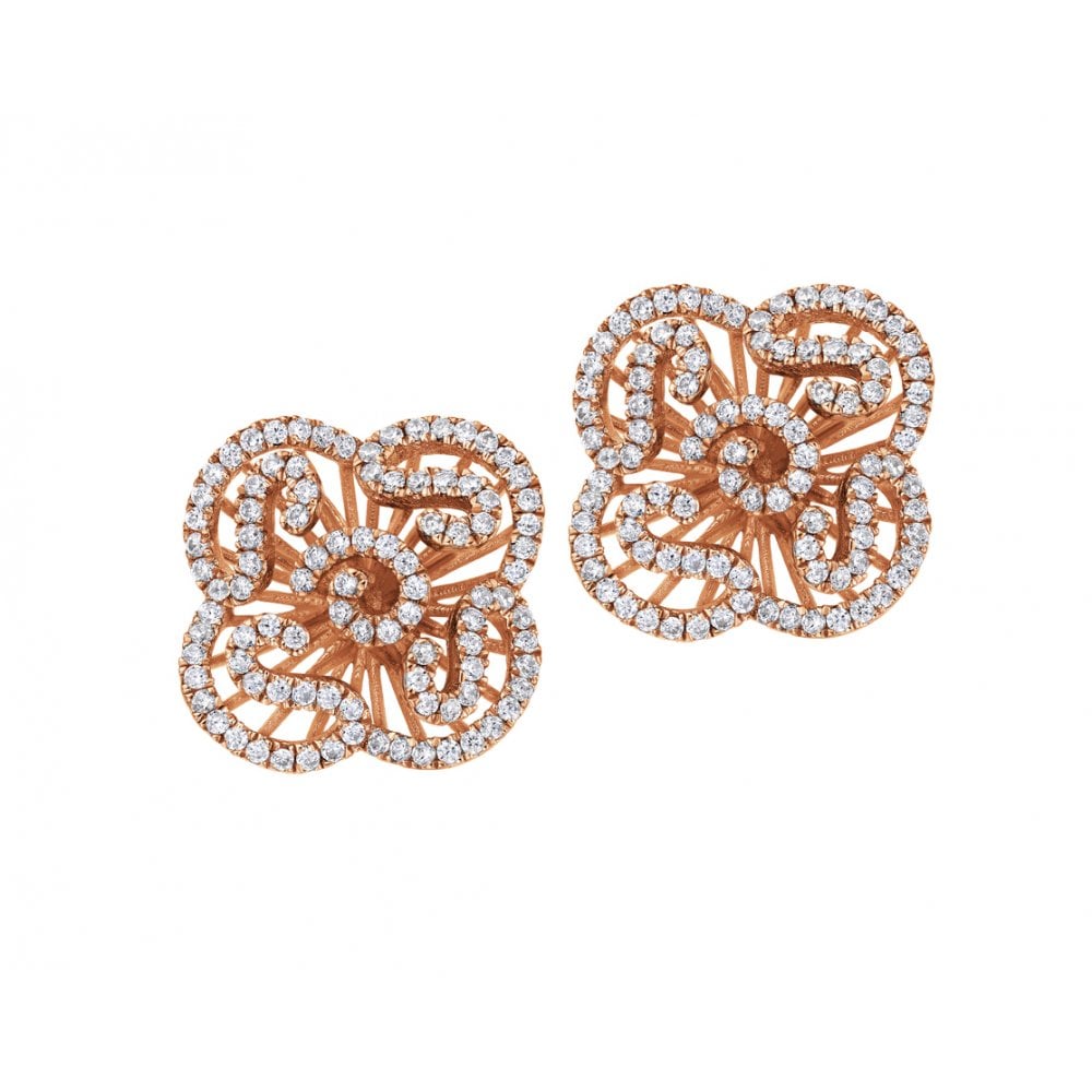 Mini Cascade Stud Earrings in Rose