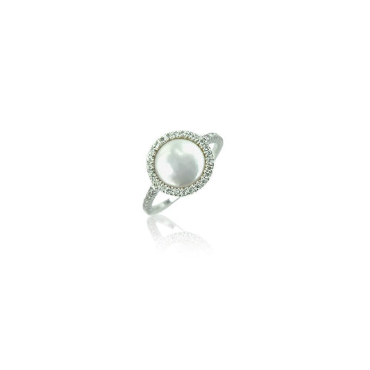 Biwa Pearl & Diamond Cluster Ring