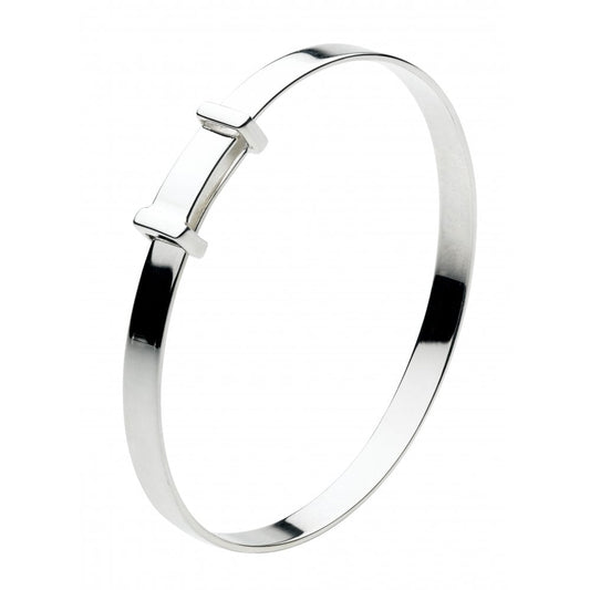 Simple Silver Expandable Christening Bangle