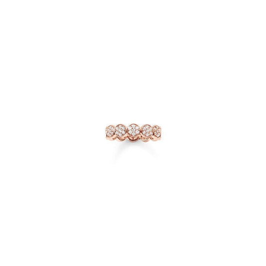 Rose Gold Sparkling Circles Disc Ring - Size 54