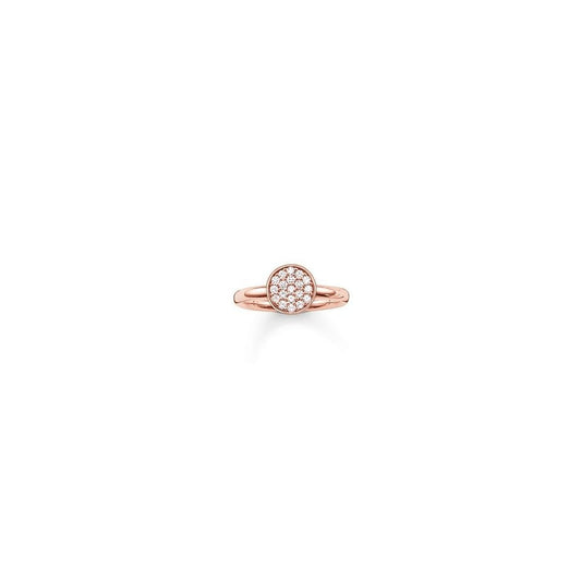 Rose Gold Pavé Sparkling Circles Ring - Size 54