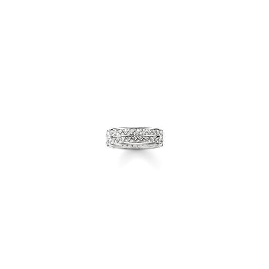 Ladies White Zirconia Zigzag Ring