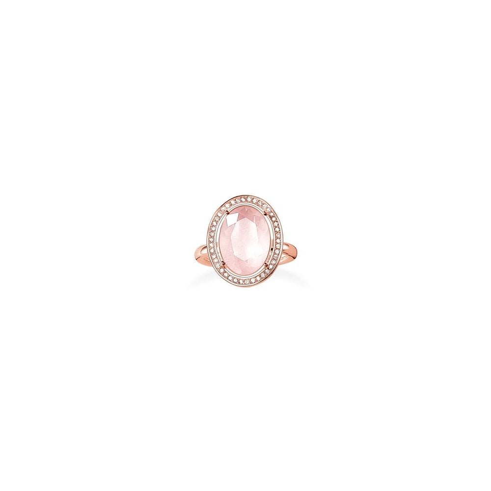 Rose Gold & Rose Quartz Oval Ring - Size 54