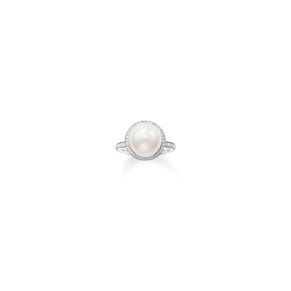 Silver White Pearl & Zirconia Ring