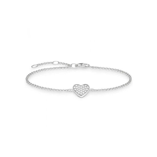 Sterling Silver Pavé Heart Bracelet