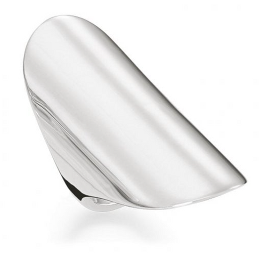 Long Oval Plain Silver Ring